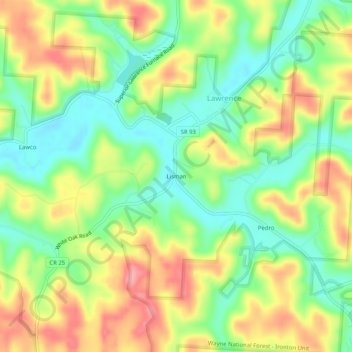 Mapa topográfico Lisman, altitude, relevo