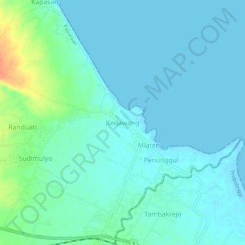 Mapa topográfico Kedawang, altitude, relevo