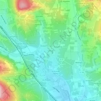 Mapa topográfico Colonge, altitude, relevo