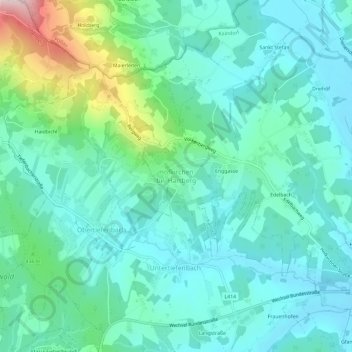 Mapa topográfico Hofkirchen bei Hartberg, altitude, relevo