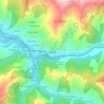 Mapa topográfico Felguerúa, altitude, relevo