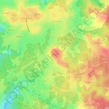 Mapa topográfico Feintrain, altitude, relevo