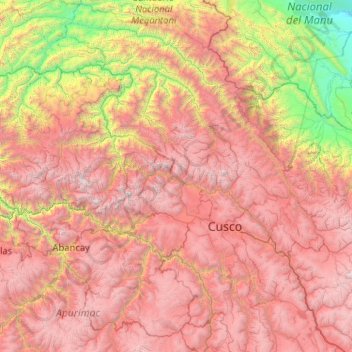 Mapa topográfico Urubamba, altitude, relevo