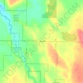 Mapa topográfico Afton, altitude, relevo