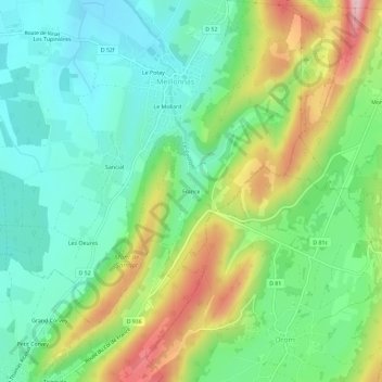 Mapa topográfico France, altitude, relevo