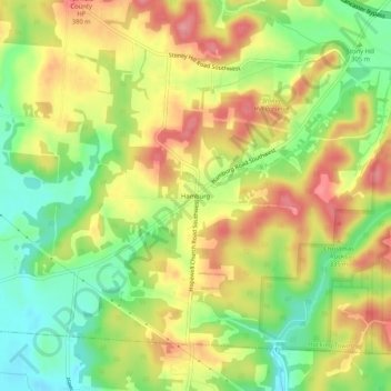 Mapa topográfico Hamburg, altitude, relevo