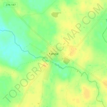 Mapa topográfico Канаш, altitude, relevo