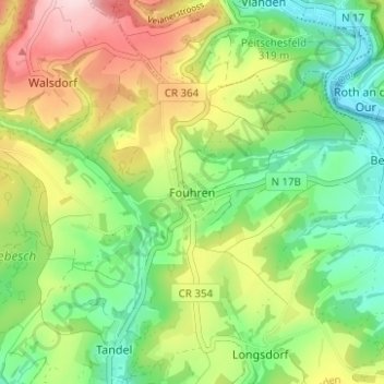 Mapa topográfico Fouhren, altitude, relevo