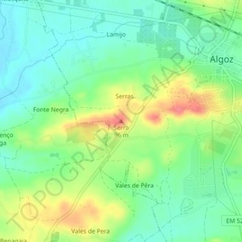 Mapa topográfico Serra, altitude, relevo