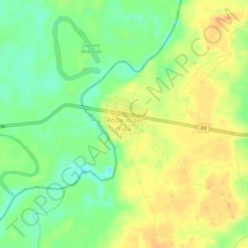 Mapa topográfico Rosario del Yata, altitude, relevo