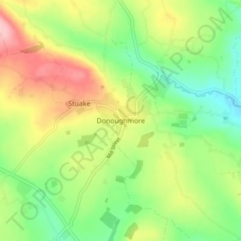 Mapa topográfico Donoughmore, altitude, relevo