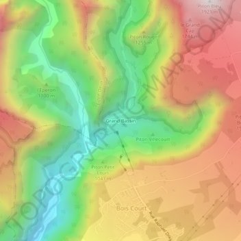 Mapa topográfico Grand Bassin, altitude, relevo