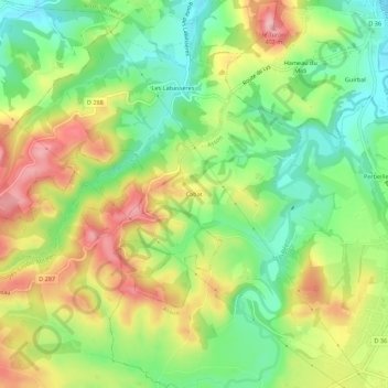 Mapa topográfico Cabat, altitude, relevo