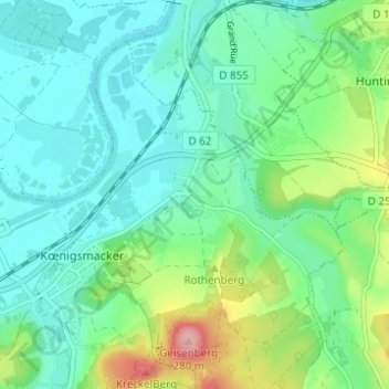 Mapa topográfico Metrich, altitude, relevo