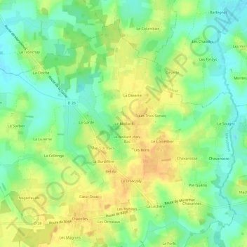 Mapa topográfico Le Mollard, altitude, relevo