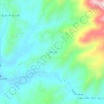 Mapa topográfico Balusu, altitude, relevo