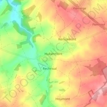 Mapa topográfico Hubermont, altitude, relevo