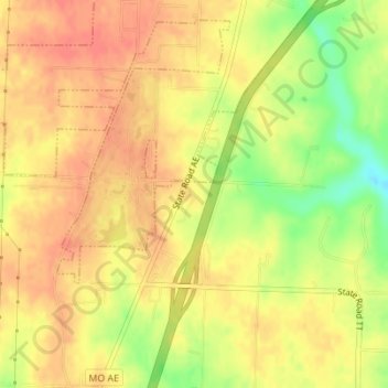Mapa topográfico KNLJ-TV (Jefferson City), altitude, relevo