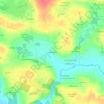 Mapa topográfico La Borgnerie, altitude, relevo
