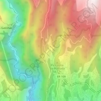 Mapa topográfico Casas, altitude, relevo