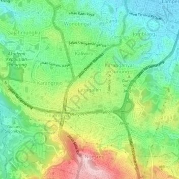 Mapa topográfico Jatingaleh, altitude, relevo