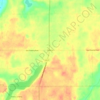 Mapa topográfico Dowling, altitude, relevo