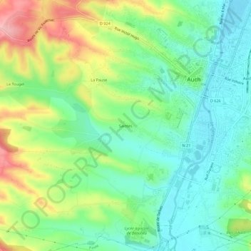 Mapa topográfico Saintes, altitude, relevo