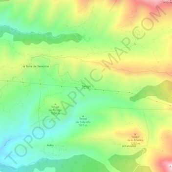 Mapa topográfico Torogó, altitude, relevo