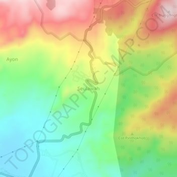 Mapa topográfico Seulawah, altitude, relevo