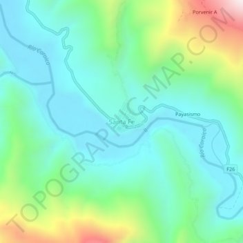 Mapa topográfico Santa Fe, altitude, relevo