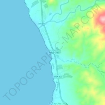 Mapa topográfico La Majahuita, altitude, relevo