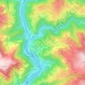 Mapa topográfico Le Puech, altitude, relevo
