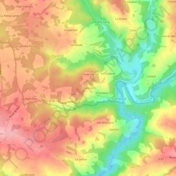 Mapa topográfico Curmont, altitude, relevo
