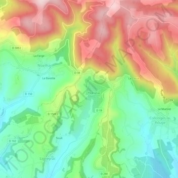 Mapa topográfico Langlade, altitude, relevo