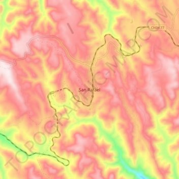 Mapa topográfico San Rafael, altitude, relevo