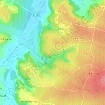 Mapa topográfico Fonvielle, altitude, relevo