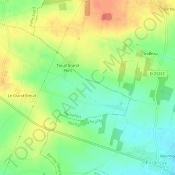 Mapa topográfico Les Grands Champs, altitude, relevo