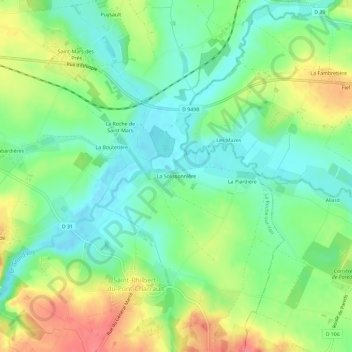 Mapa topográfico La Solissonnière, altitude, relevo