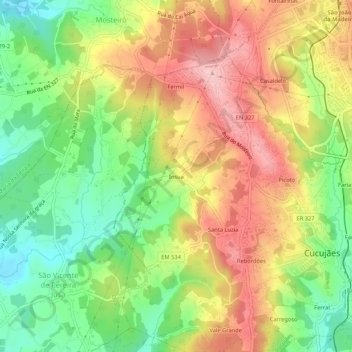 Mapa topográfico Ínsua, altitude, relevo