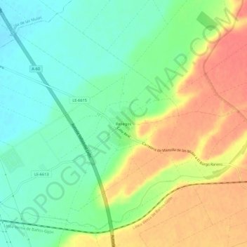 Mapa topográfico Reliegos, altitude, relevo