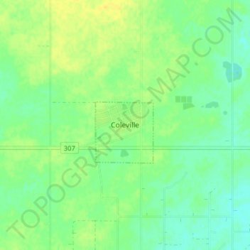 Mapa topográfico Coleville, altitude, relevo