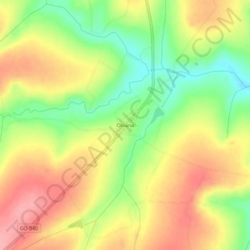 Mapa topográfico Oloana, altitude, relevo