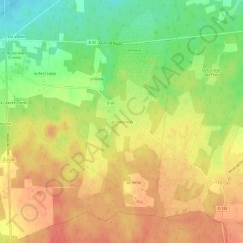 Mapa topográfico Le Chalumeau, altitude, relevo
