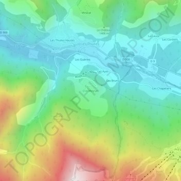 Mapa topográfico Clot Meyran, altitude, relevo