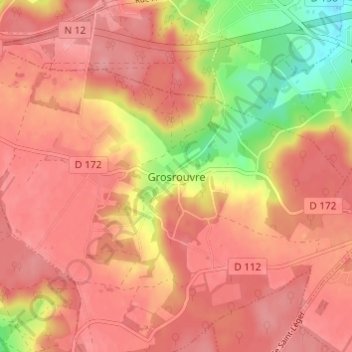 Mapa topográfico Grosrouvre, altitude, relevo