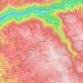 Mapa topográfico Fontebinieyre, altitude, relevo
