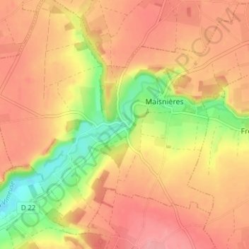 Mapa topográfico Visse, altitude, relevo