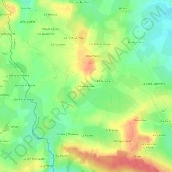 Mapa topográfico La Blandinière, altitude, relevo