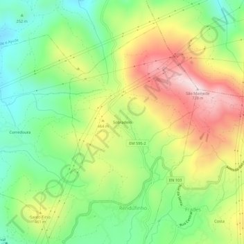 Mapa topográfico Sobradelo, altitude, relevo