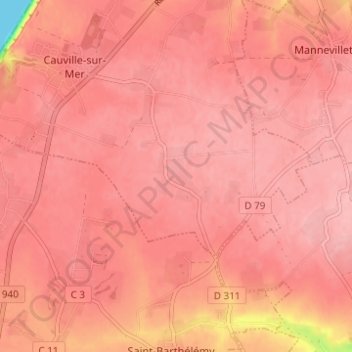 Mapa topográfico Marfauville, altitude, relevo